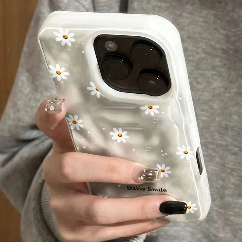 Daisy Flower Candy Color Phone Case For iPhone 15 Pro Max 16 17 14 13 Pro Max 13 12 11 Plus Soft ShockProof Fashion Luxury Funda