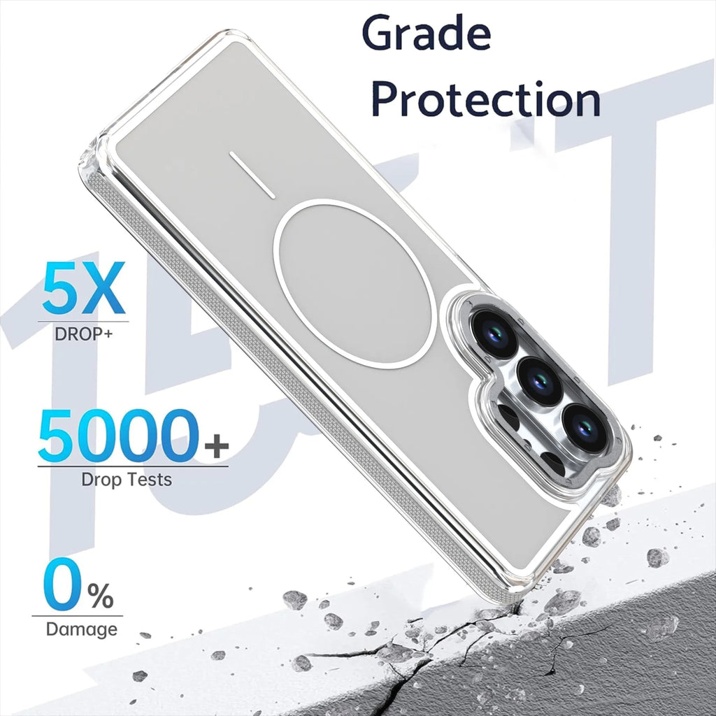 Frosted Frame Magnetic For Magsafe Cases For Samsung Galaxy S26 S25 S24 Ultra Wireless Charging Acrylic Bumper Cell Phone Cover