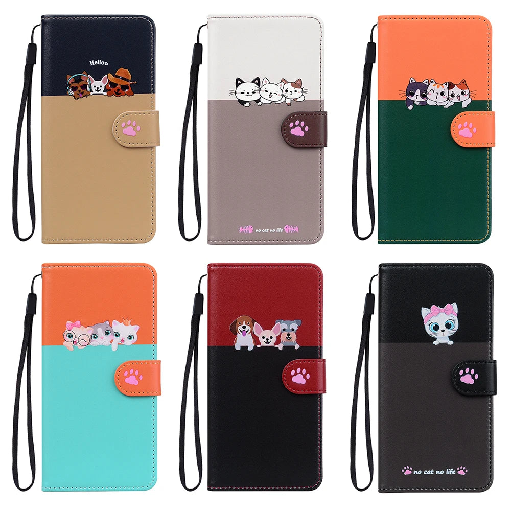 Lovely Phone Case For Samsung Galaxy S25 S24 S23 A14 A15 A16 A24 A25 A26 A34 A35 A36 A54 A55 A56 Card Holder Flip Wallet Cover