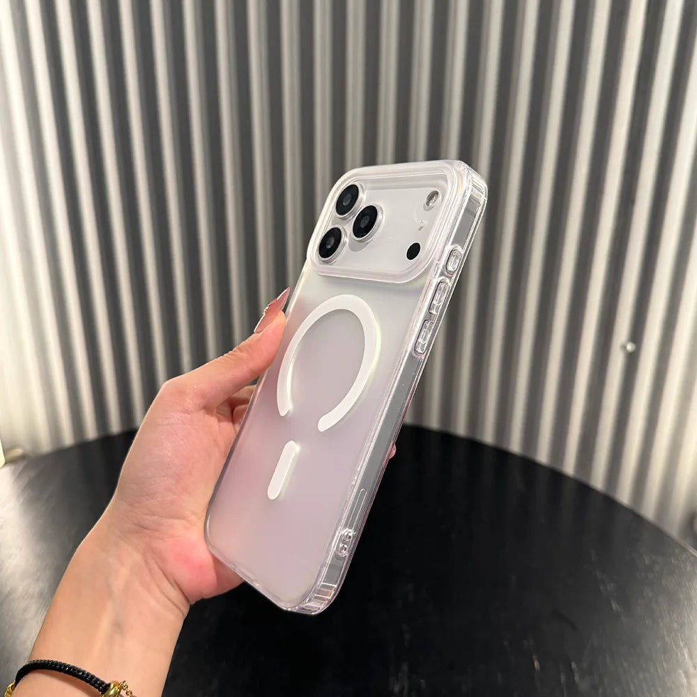 Gradient Frosted Daylight Magnetic Protective Case for iPhone 17 Pro Max 16 15 14 13, Wireless Charging Hard Case