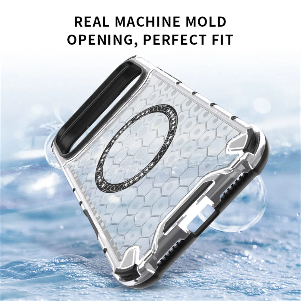 Luxury Clear Honeycomb Armour Magnetic Case for iPhone 17 Air 16 15 14 13 12 11 Pro Max 16E Shockproof Bumper Protective Cover