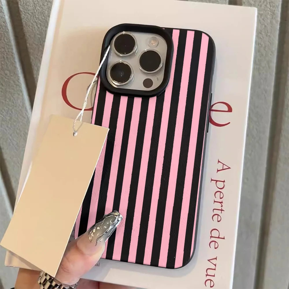 Colorful Striped Minimalist Couple Phone Case For iPhone 17 16 11 13 12 14 15 Pro Max 16 Plus 16E Shockproof Luxury Soft Cover
