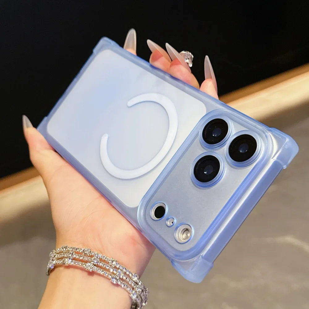 translucent Magnetic Silicone Shockproof Case for iPhone 17 Air 16 14 15 Plus 13 Pro Max for Magsafe Matte Clear TPU Soft Cover