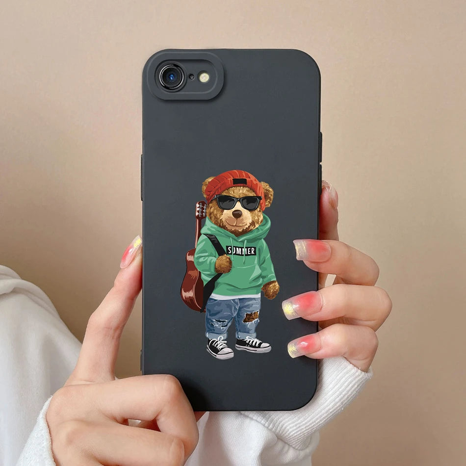 For iPhone 7 8 Plus iPhoneSE Case Cute Cat Phone Cover For iPhone SE iPhone7 7+ iPhone8 8+ Soft Liquid Silicone Anti Drop Shell