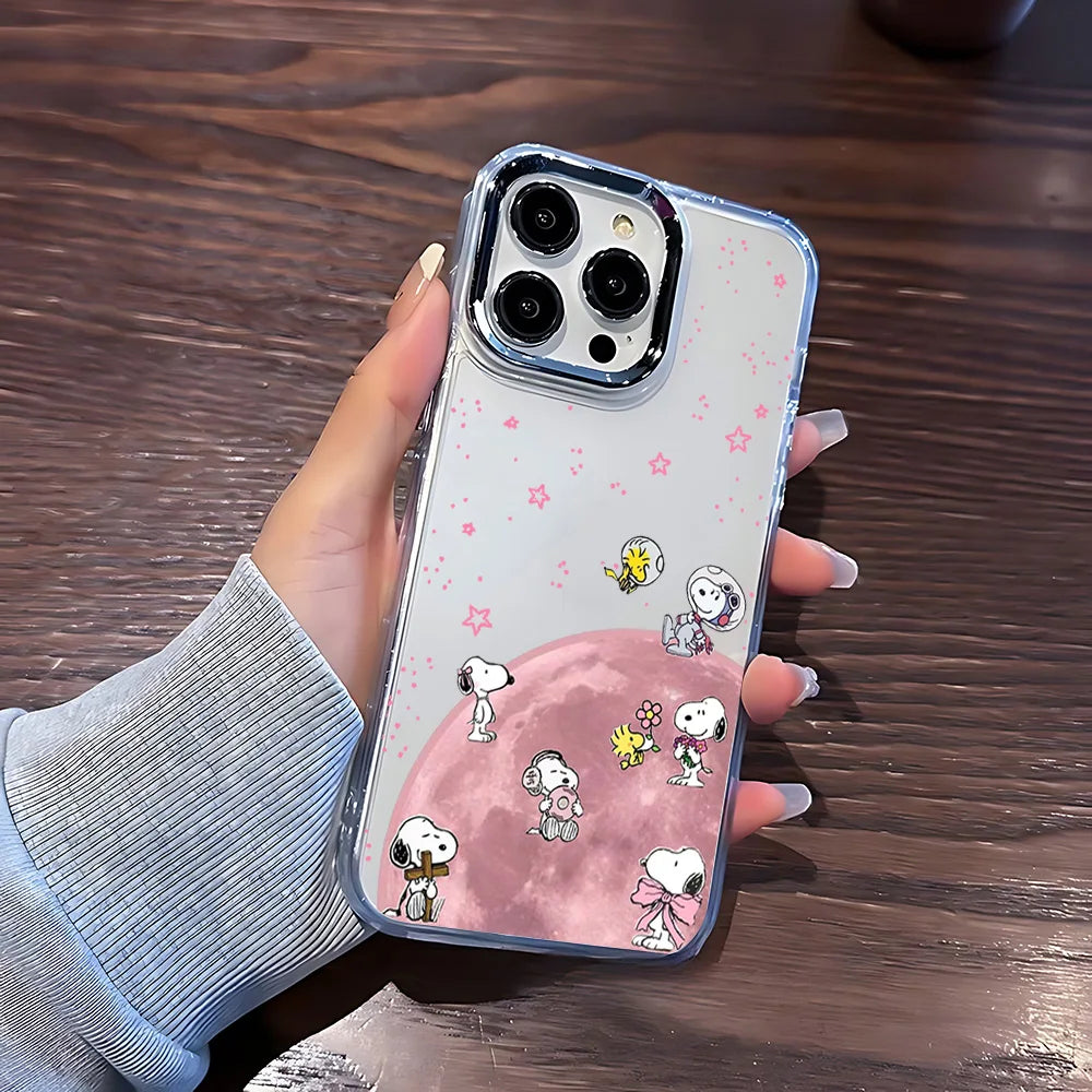Cute Anime S-Snoopys Phone Case For iPhone 17 16e 16 15 14 13 12 11 mini Pro Max X XR XSMAX 8 7 Air Plus Transparent Soft Cover