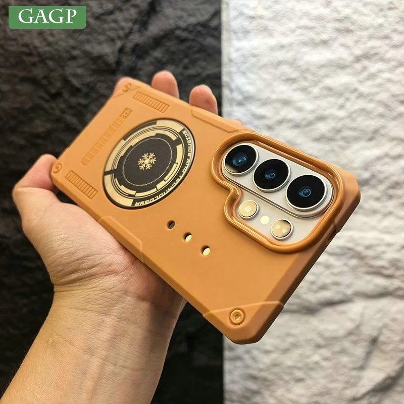 Luxury Armor for Magsafe Case for Samsung Galaxy S26 Ultra S25 S23 S24 S22 Airbag Anti-knock PC TPU Shockproof Magnetic Cover