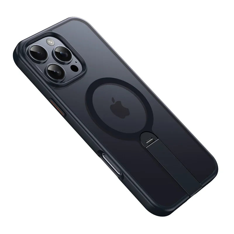 360 Hidden Metal Stand Magnetic Case for Magsafe IPhone Air 17 16 15 14 13 12 Pro Max Plus 17Pro IPhone17 Mag Safe Phone Cover