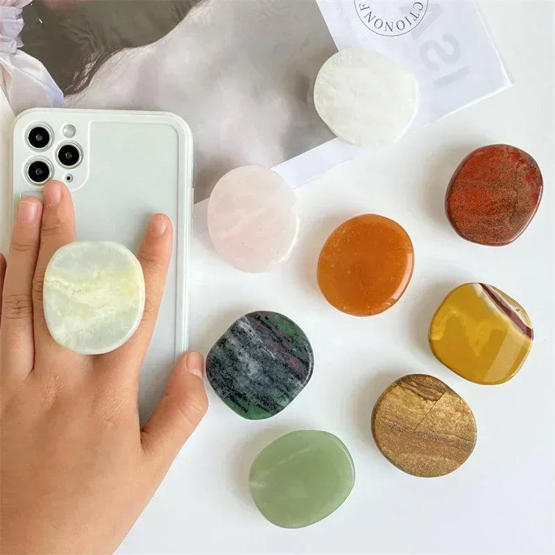 Natural Stone Shaped Phone Socket Holder Finger Grip Bracket Support Telephone for IPhone 15 14 13 Samsung Pocket Socket Stand