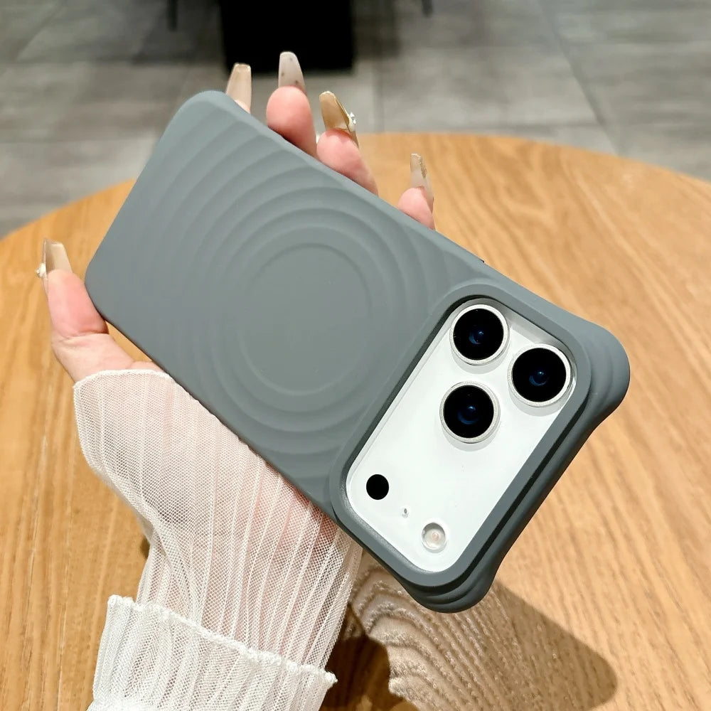 Luxury Wave Ripple Silicone For Magsafe Phone Case For iPhone 17 Air 16 15 14 13 Pro Max 17ProMax Magnetic Wireless Charge Cover