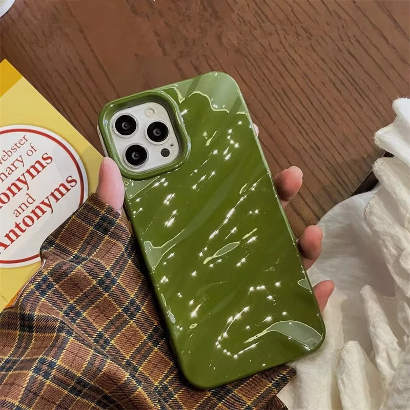 Fashion Soft Water Ripple Wavy Phone Case For iPhone Air 17 16 15 14 13 11 12 Pro Max Shockproof Protective Soft Silicone Cover