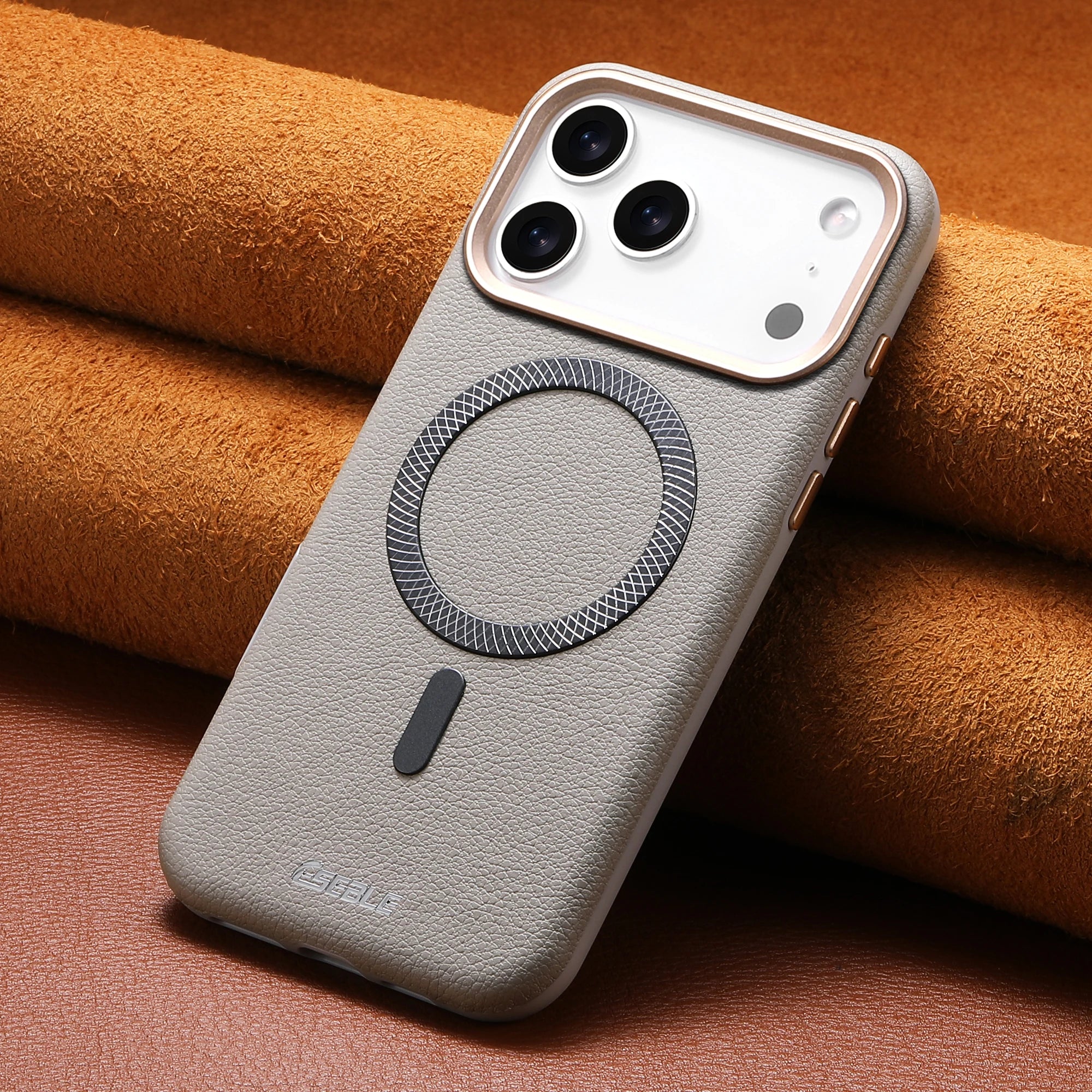 Lychee Pattern PU Leather Magnetic Case For IPhone 17  16 15 14 13 Pro Max Light Thin Wireless Charge Shockproof Cover
