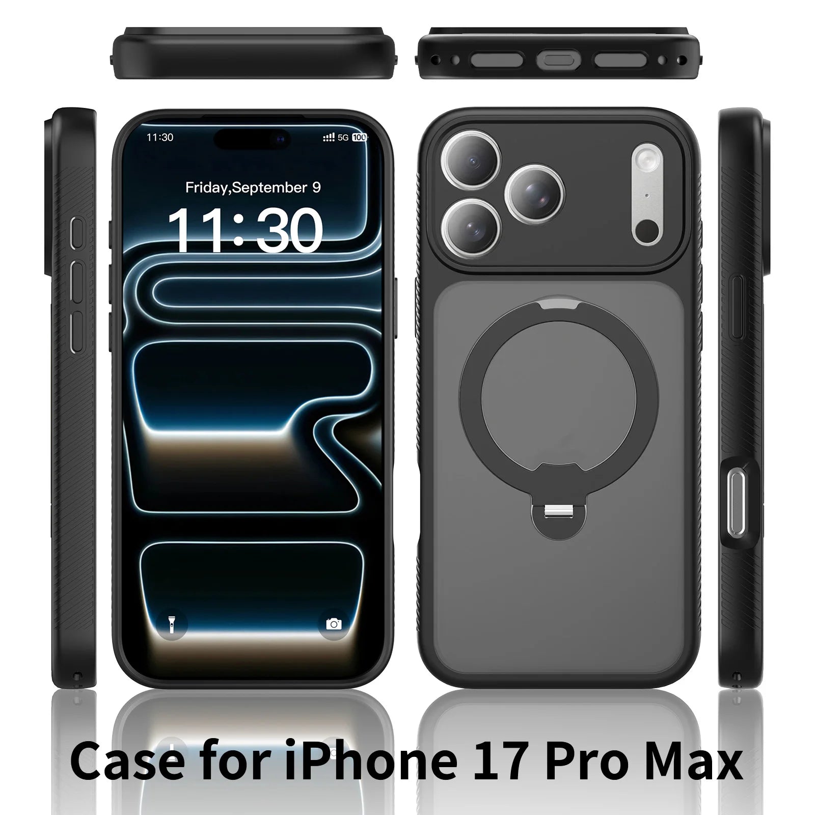 360 Ring Rotating Magnetic Stand Case For iPhone 17 Pro Max 16 16Pro Holder Wireless Skin Plastic Shockproof Lens Protect Cover