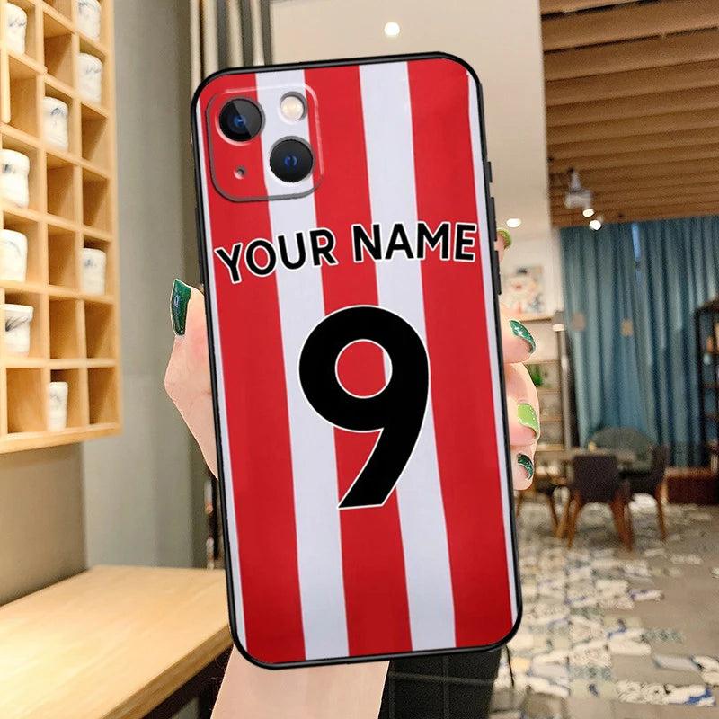Personalised Football Name Number Phone Case For iPhone 13 12 11 14 15 16 Pro Max XS X XR Plus 12 13 Mini Back Cover