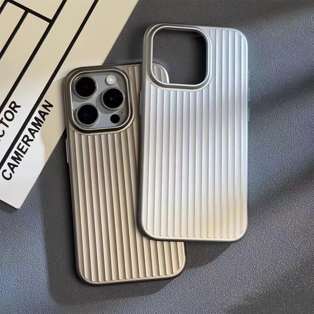 Premium Embossed Stripe Protective Case For iPhone 17 Air 16 15 14 13 12 11 17 Pro Max Slim Grip Texture Protective Case