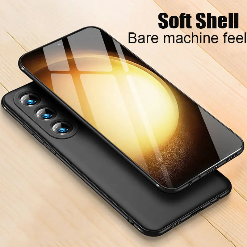 Black Phone Case For Samsung Galaxy S25 S24 Ultra S23 Fe S22 Plus S25 Edge Matte Soft Case For Samsung A56 A36 A26 A16 A06 Cover
