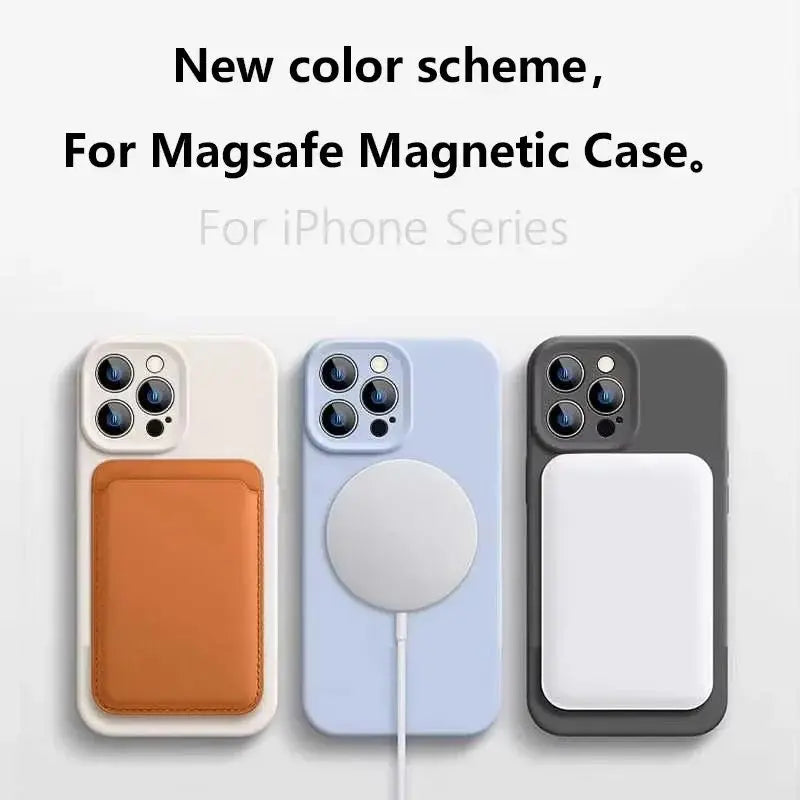 Magnetic Liquid Soft Silicone For Magsafe Case For iPhone 17 Air 16E 17E 16 Plus 15 14 13 12 11 Pro X XR XS Max Shockproof Cover
