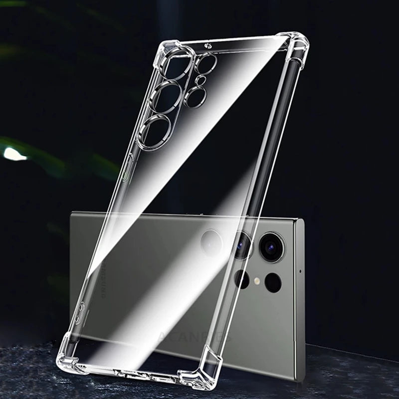 S 24 23 22 21 25 Airbag Shockproof Transparent Case For Samsung Galaxy S24 S25 S21 S20 S22 S23 Fe Plus Ultra Silicone Full Cover