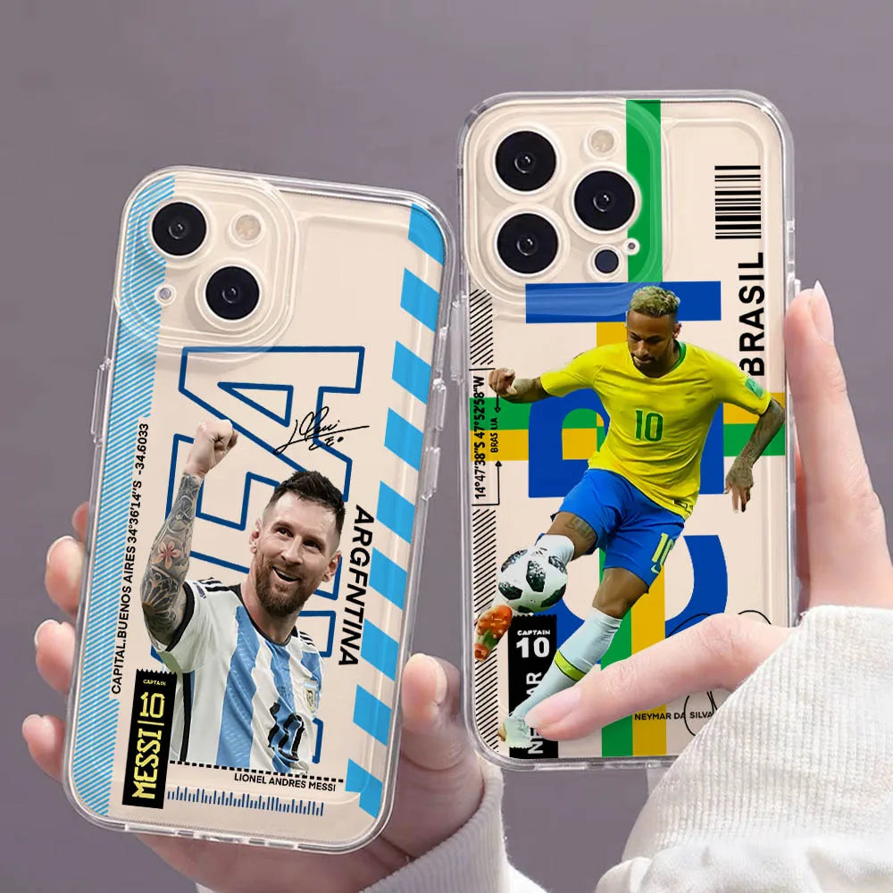 NO.10 M-Messi C-CR7 Phone Case for Samsung Galaxy S24 S23 S22 S21 S20 S10 FE Ultra Plus 5G Note 20 10 Pro Clear Soft Cover Funda
