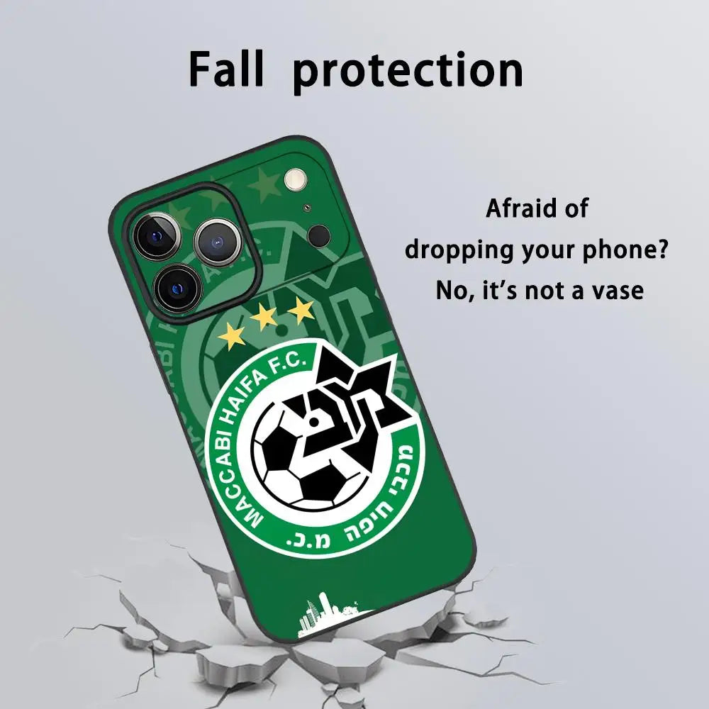 Flag M-Maccabi H-Haifa Phone Case For IPhone 17 16 15 14 13 12 11 Pro Max Plus Mini Black Frosted Soft Shell Funda