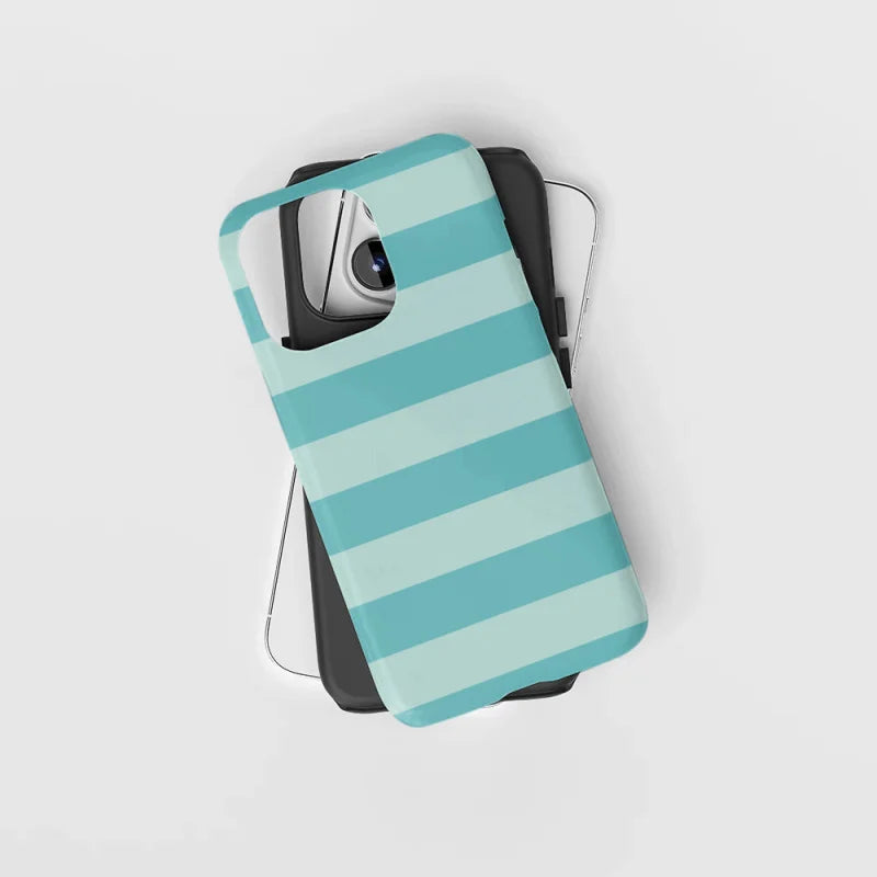 Fresh - green stripes Phone Case for iPhone16ProMax 15 14 14 12mini 7Plus XR 2in1 tough glossy case