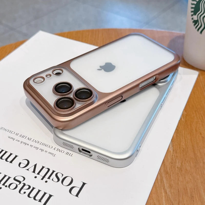 Luxury Soft Matte Phone Case For iPhone 11 12 13 14 15 16 17 Pro Max Plus Air Electroplating Silicone Bumper Back Cases Cover