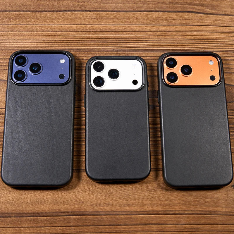 Soft Genuine Leather Case for iPhone 17 Pro Max Quality Business Case for iPhone 17 Pro Magnetic Charging Phone Back Cover