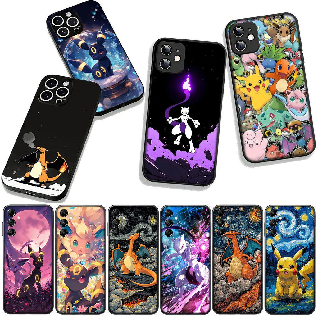 Charmander P-Pokemons Mewtwo P-Pikachus Phone Cover for Apple iPhone 16 15 14 Plus 13 12 Mini 17 Pro Max + ProMax 16E Air Case