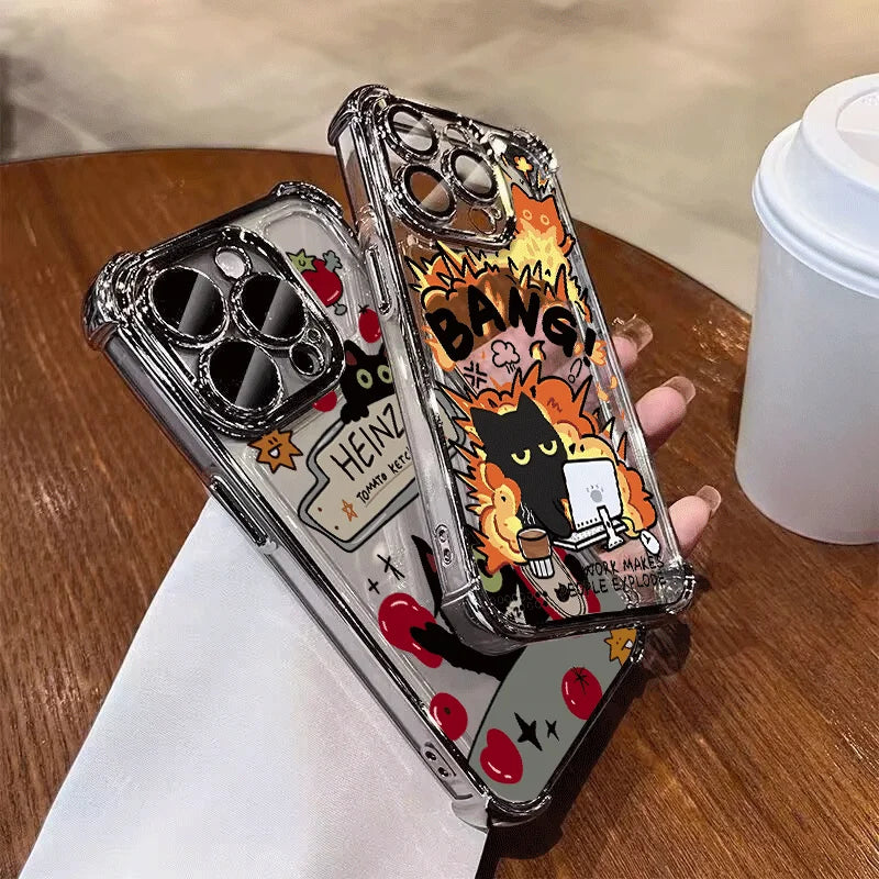 Working Cute Black Cat Case For OPPO Realme 15 15T 14 13 Pro C85 Pro C71 C75 C53 C55 C33 C35 C15 5G Shockproof Phone Casing