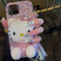 Hello Kitty Rhinestone Bling Crystal Phone Case Chain For iPhone17 16 15 14 13 12 11Pro Max X Xs XR 7 8 Plus Transparent Bumper