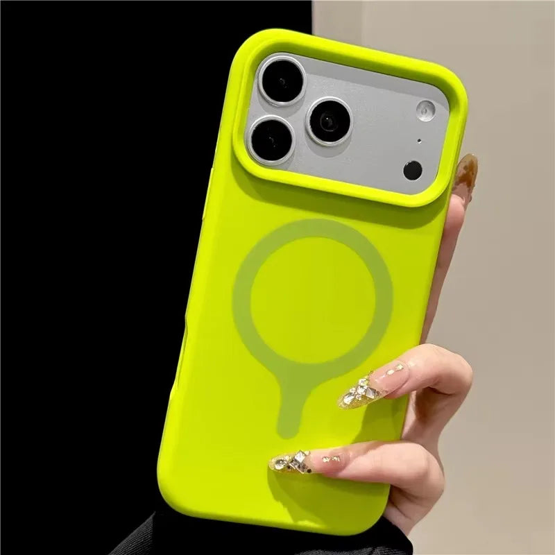 Dopamine Neon Color Matte Original Liquid Silicone Case For iPhone 17Pro Max 16 17 17Pro Magnetic For Magsafe Shockproof Cover