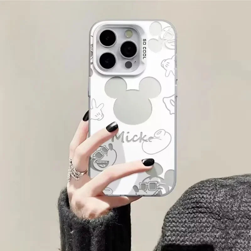 Pretty Cute Mickey Minnie Mouse Case For Samsung Galaxy S26 Ultra S25 S24 S23 S22 Ultra Plus FE A57 A56 A55 5G Metal Lens Casing