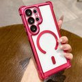 Armor Shockproof Magnetic Case For Samsung Galaxy S25 Ultra S24 FE Plus S23 For Magsafe Lens Protector Matte Plating Clear Cover