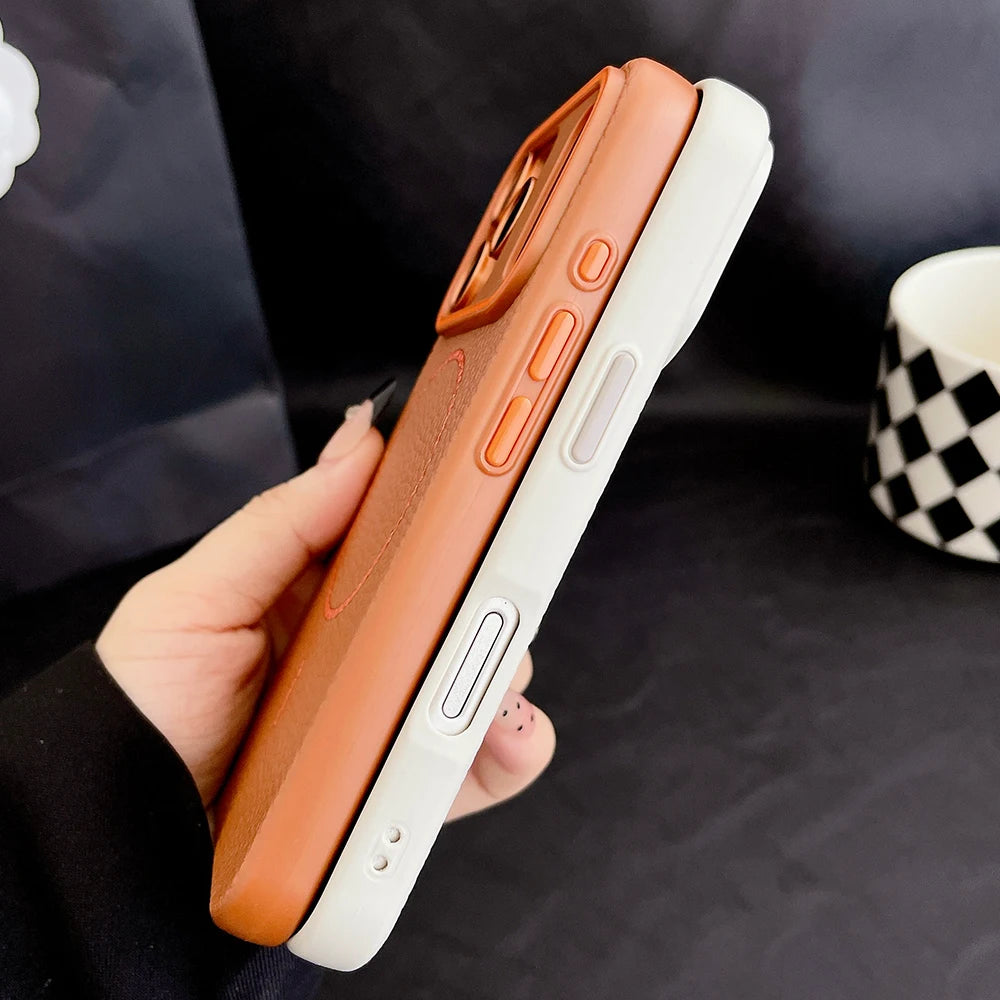 Titanium gray lychee pattern leather magnetic phone case for iphone 17 16 15 14 13 12 11 Pro Max Air magsafe charging soft cover