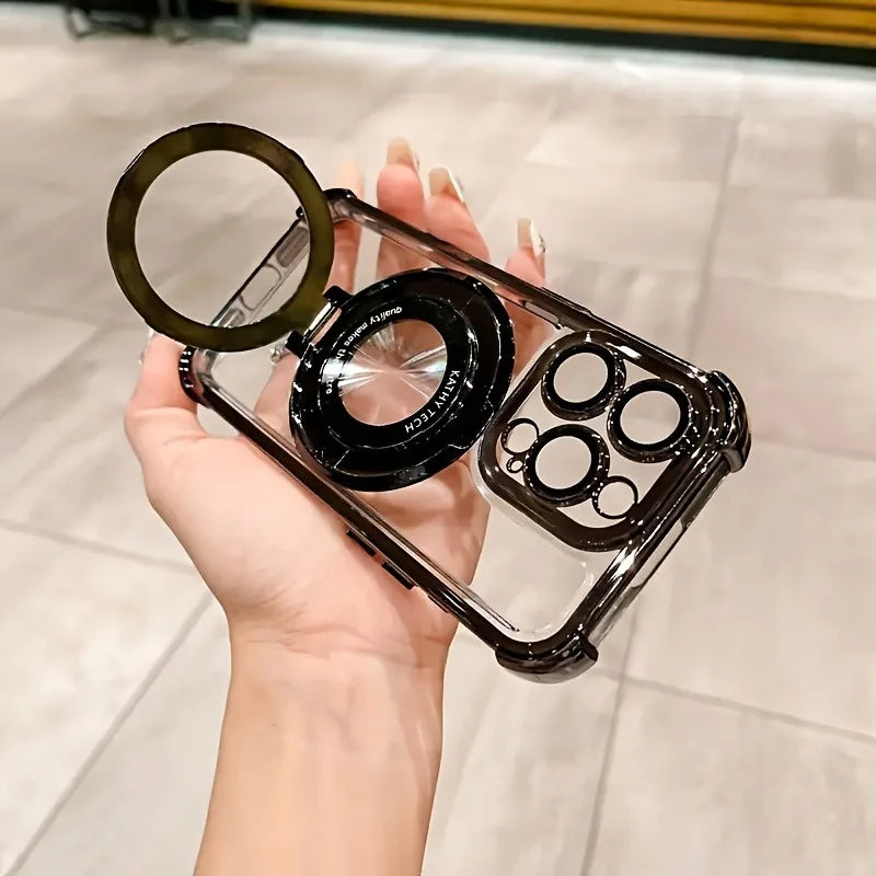 Luxury Plating Shockproof Magnetic Bracket For Magsafe Clear Case For iPhone 17 15 16 14 13 12 11 Pro Max Air Holder Stand Cover