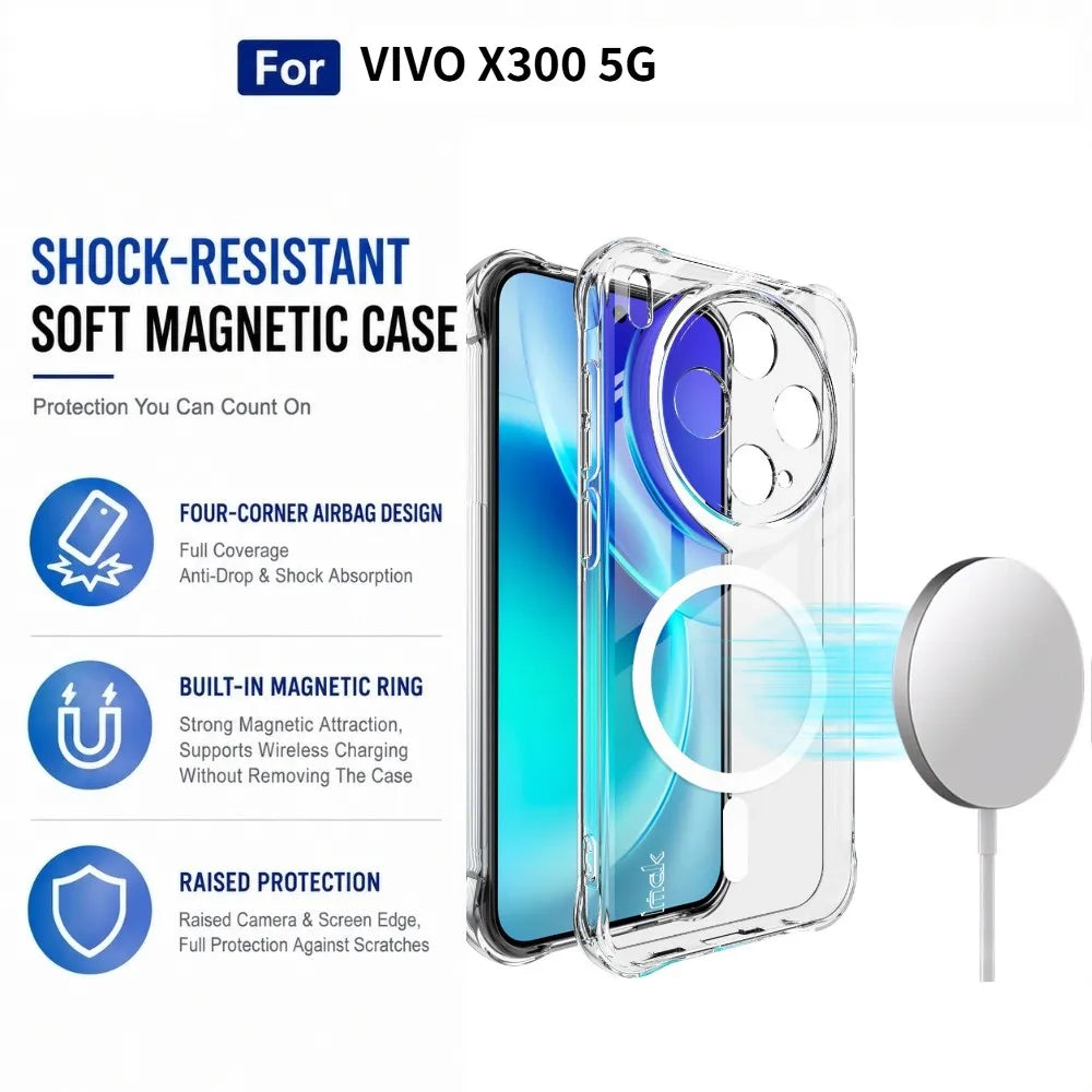 Magnetic Case for Vivo X300 X300s X300 Pro Ultra 5G IMAK Shockproof Soft Airbag TPU Cover