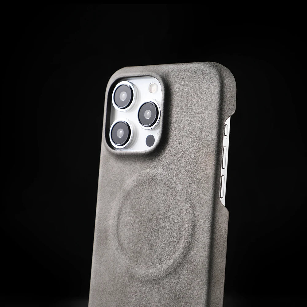 Luxury Sheepskin Leather Magnetic Phone Case for iPhone Air 12 13 14 15 16 17 Pro Max 15pro Charging Business For MagSafe Cover
