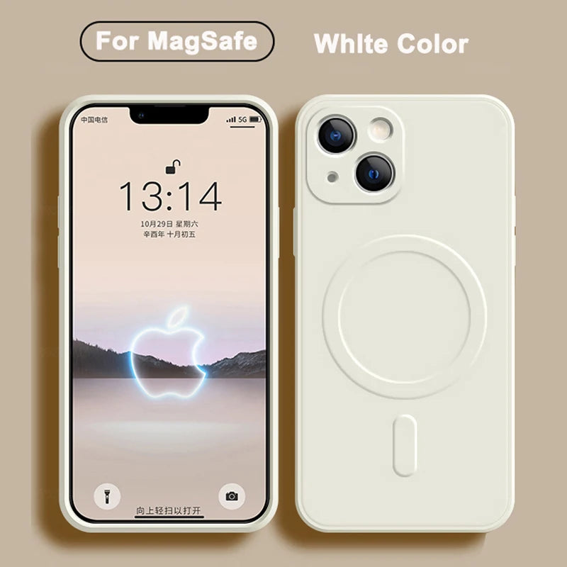11Colors Magnetic Liquid Silicone Case For iPhone 16 Pro Max 7 8 Plus SE 2020 2022 Magsafe Wireless Charging Cover