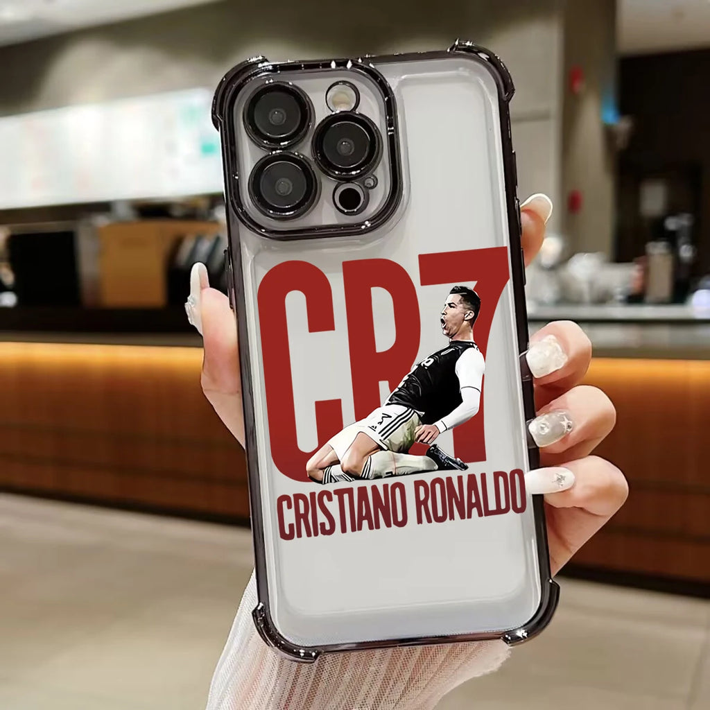 Football Player R-Ronaldos Plating Phone Case For Xiaomi Redmi A7 15 A3 15C 14C A1 Note 15 14 13 Pro Plus 4G 5G Anti Fall Airbag