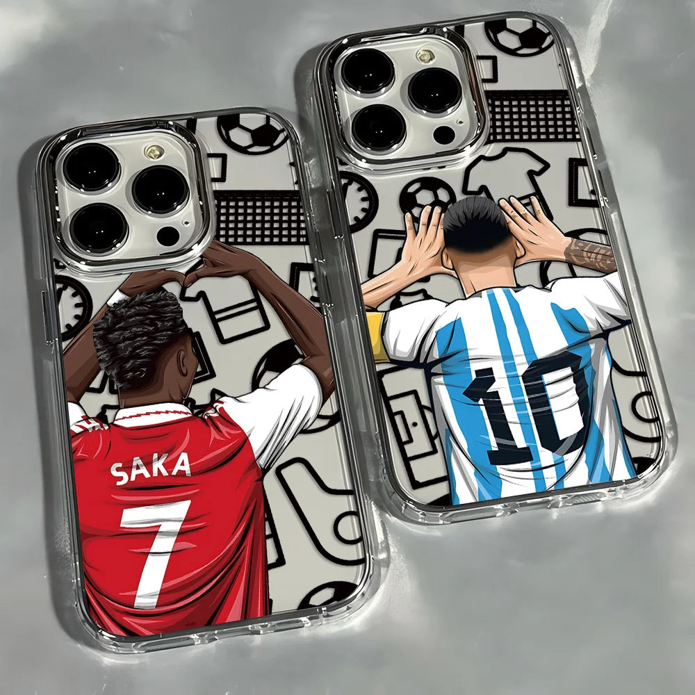 Cartoon Football Number CR7 Phone Case For iPhone 17 16e 16 15 14 13 12 11 mini Pro Max X XR XSMAX 8 Air Plus Transparent Cover