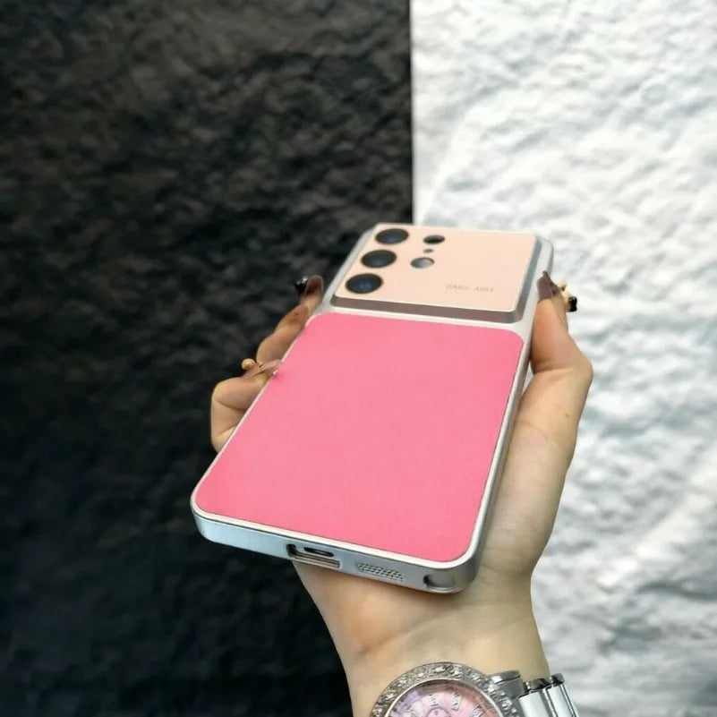 Luxury Lychee Leather Case For Samsung S26 Ultra Full Camera Protector Large Window Cover For Galaxy S26 Plus Slim Matte Fundas