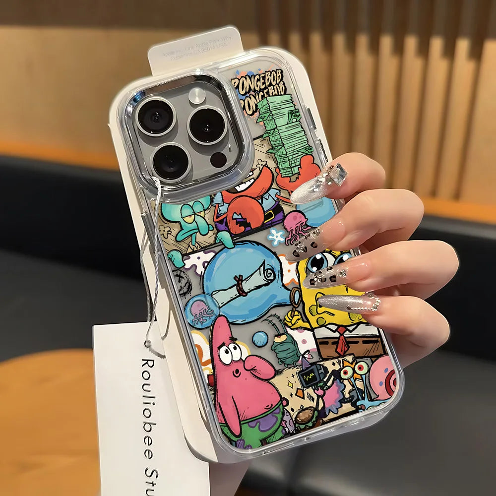 Fun S-SpongeBobs Pinch Butt Phone Case For iPhone 17 16e 16 15 14 13 12 11 mini Pro Max X XR XSMAX 8 7 Air Plus Clear Soft Cover