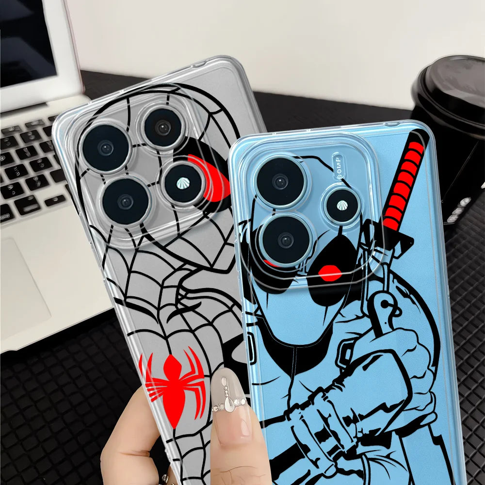 Case for Xiaomi Redmi Note 15 14 Pro Plus 12 12S 11S A4 11 Note 13 13C 14C 9 10 15Pro Soft Phone Cover Iron Spider Man Groot
