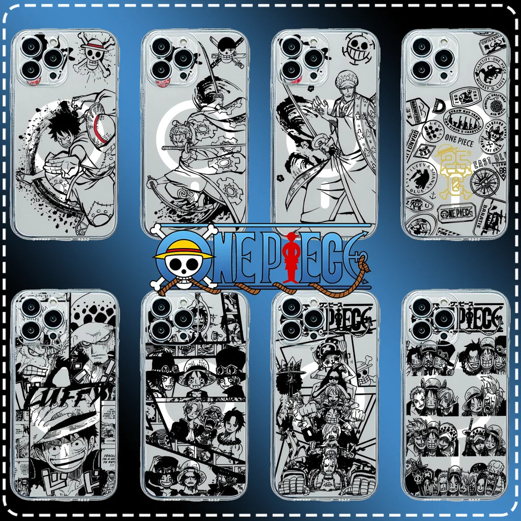 Anime Ones Pieces Luffys Magnetic Phone Case for Samsung Galaxy S25 S24 S23 S22 S21 S20 FE Edge Plus Ultra 5G Soft Clear TPU
