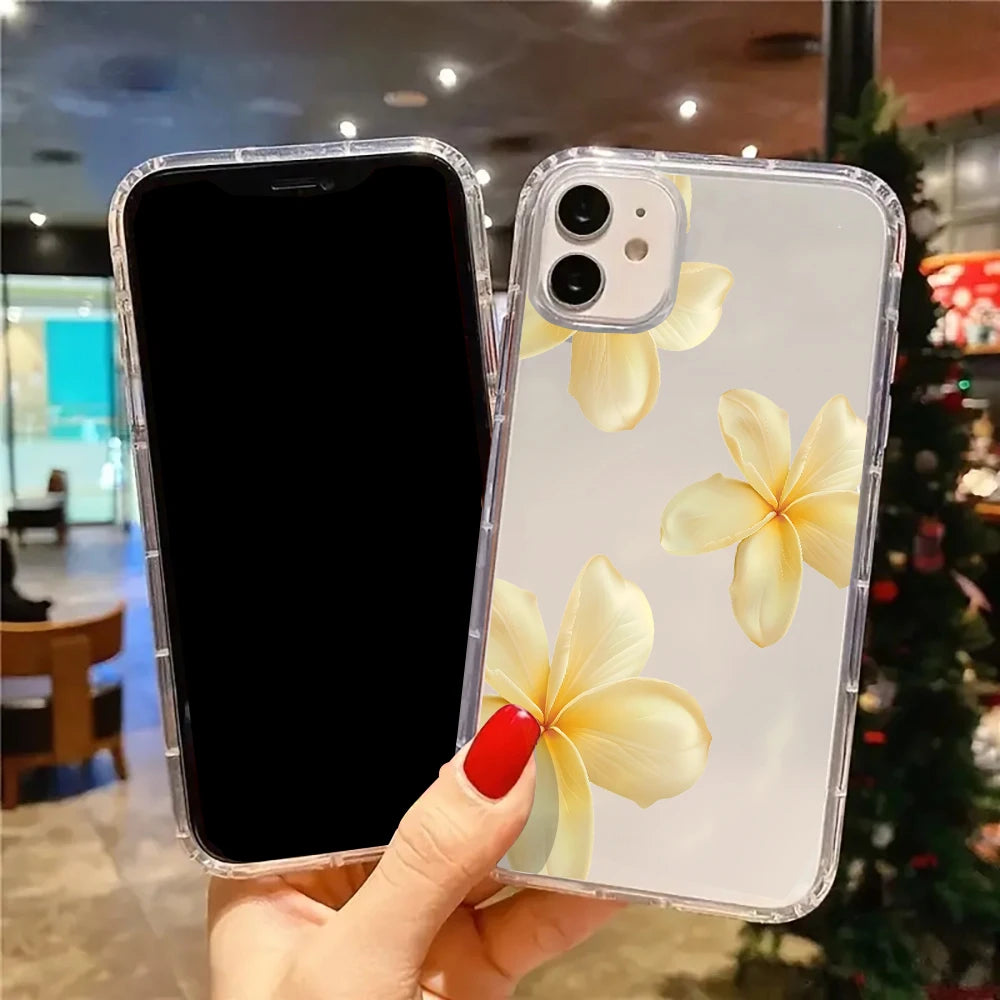 Fresh Summer Yellow Floral Pattern Clear Phone Case For iPhone 17 Air 11 12 13 14 15 16 Pro Max Plus XS X XR Silicone Soft Cover