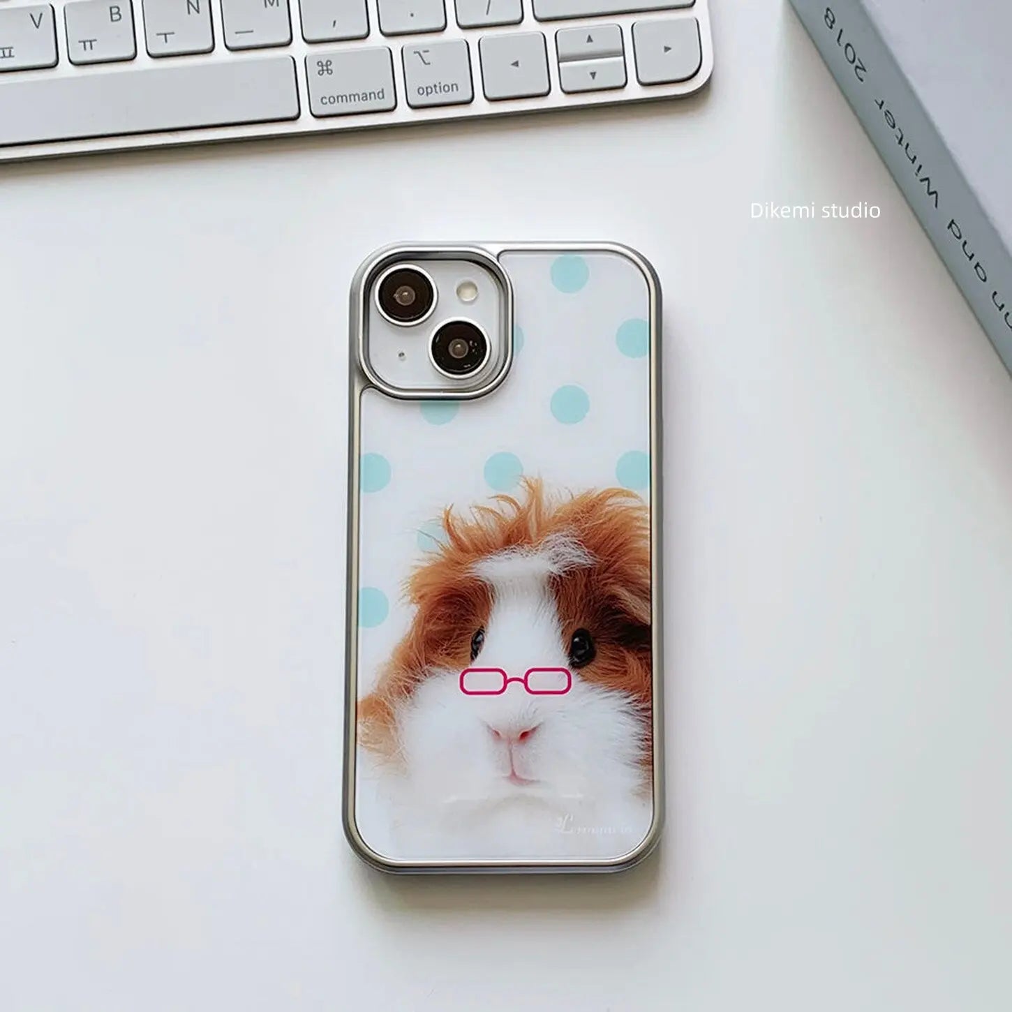 Korean Ins Glasses Guinea Pig Electroplated Drip Glue Phone Case For iPhone 17 Air 16 Pro Max 15 14 Plus 13 12 11 Back Cover