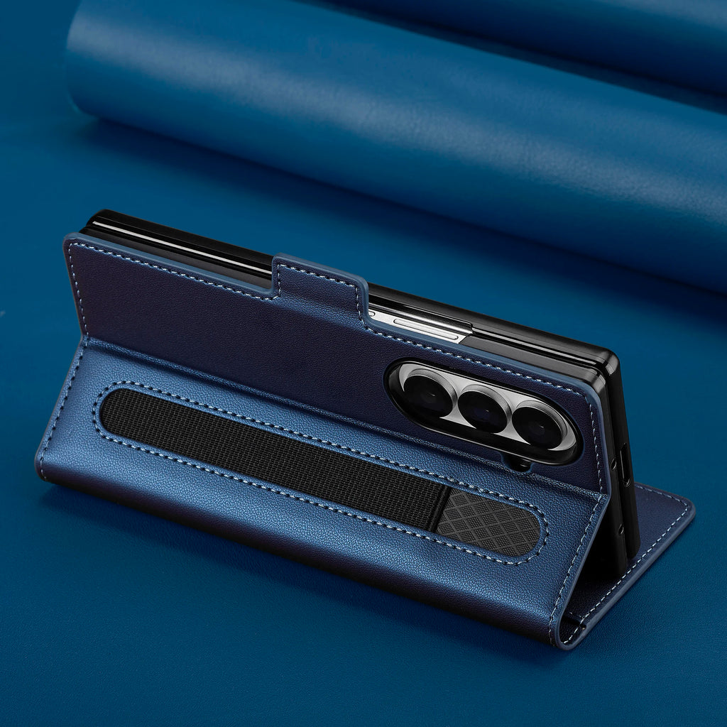 Luxury Leather Phone Case For Samsung Galaxy Z Fold 7 6 5 4 3 cover  holder fashion card funda cases