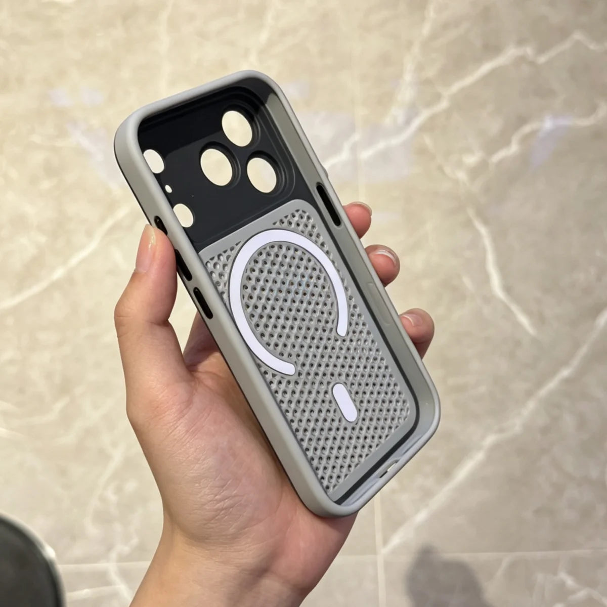 Heat Dissipation Mesh Hole Magnetic For Magsafe Case For iPhone 17 16 15 14 13 12 Pro Max Plus Large Window Camera Protect Cover
