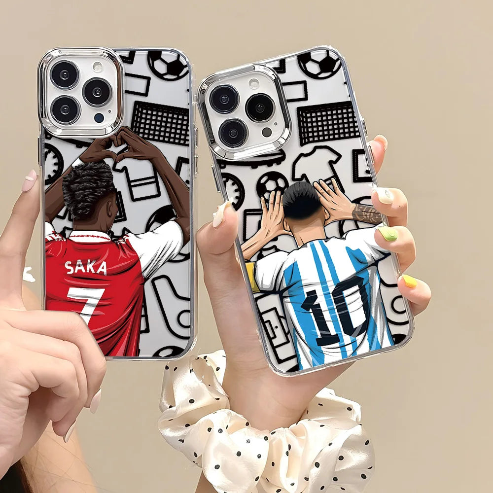 Cartoon Football Number CR7 Phone Case For iPhone 17 16e 16 15 14 13 12 11 mini Pro Max X XR XSMAX 8 Air Plus Transparent Cover