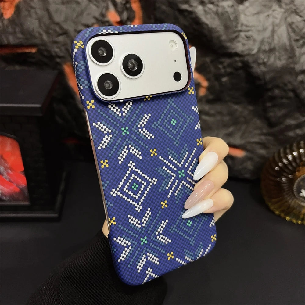 Kelvar Carbon Fiber For Magsafe Case for iPhone 17 16 15 14 13 Pro Max AIR With Lens Frame Ultra Thin Hard Shockproof Back Cover
