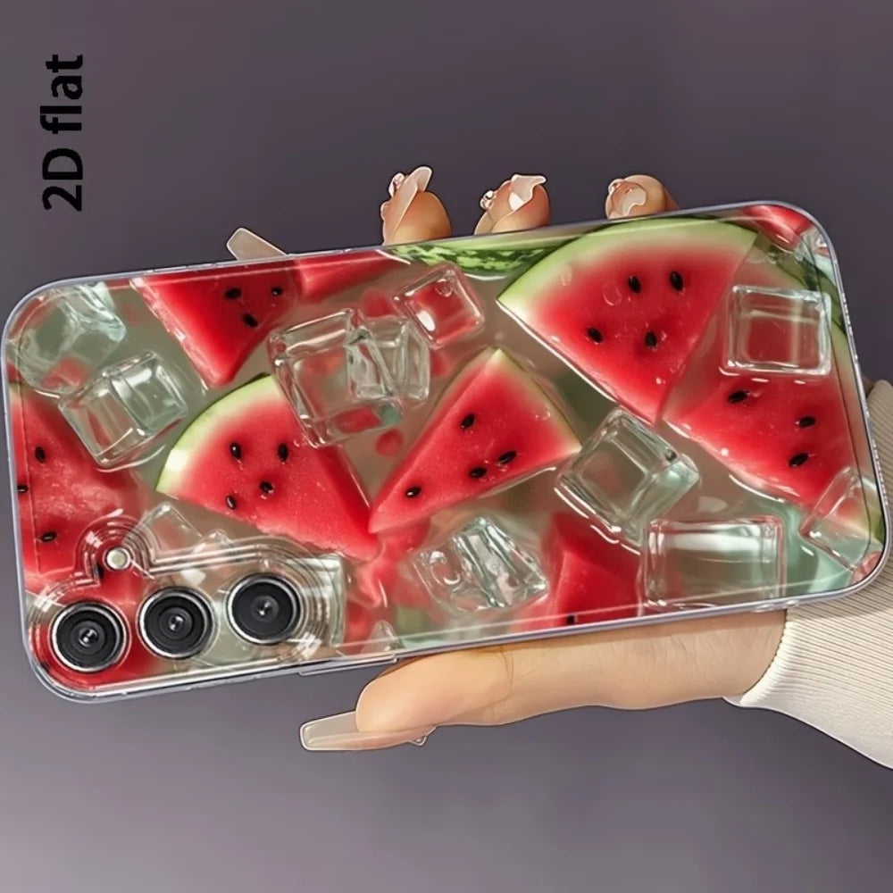 Summer Iced Watermelon Pattern TPU Phone Case For Samsung Galaxy S26 S25 S24 S23 S22 S21 S20 Ultra Plus FE Edge 2022 5G Cover